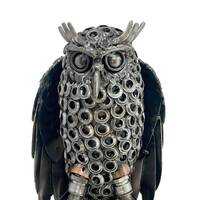 A Great Horned Eagle Owl Sculpture. 13 inches height. 100% Handmade from Recycled parts. Makes a per