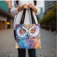 Owl Tote Bag, Travel Tote Bag, Sewing Tote Bag, Book Bag, Overnight Bag, Reusable Shopping Tote Bag,