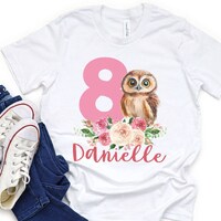 Custom Floral Owl Birthday Shirt, Girl Owl Birthday Tee, Birthday Owl Shirt, Custom Birthday Shirt, 