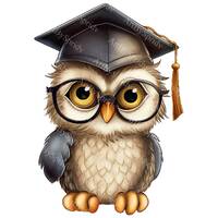 Baby Owl with Glasses & Graduation Cap PNG Clipart,Cute Scholarly Graduation Decor,Teacher Appre