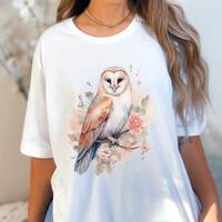 Barn Owl With Roses Shirt Owl Shirt Bird Shirt Owl Shirt Watercolor Shirt Nature Shirt Woodland Shir
