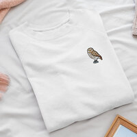 Little Owl of Athena Embroidered Crew Neck Sweatshirt - Soft Cotton - Variety of Colors