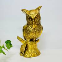 Vintage Brass Owl Figurine: 10" Tall Hollywood Regency Decor