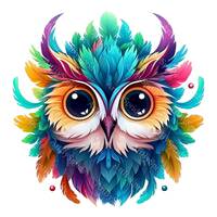 Colorful Owl Clipart PNG-Vibrant Boho Owl Illustration-High-Resolution Digital Download for Scrapboo