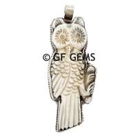 Tibetan Repousse Silver Owl Pendant | Bone Owl Pendant | Athenian Owl Pendant | DIY Necklace Pendant