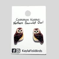 Northern Saw whet owl earrings, owl jewelry, owl lover gift