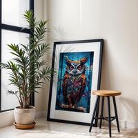 Owl Graffiti Wall Art, Printable Art, Night Owl Digital Art Poster Print, Colorful Cute Owl Street P