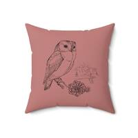 Desert Owl Pillow Faux Suede Dusty Rose Pillow Southwest Throw Pillow Cute Cactus Arizona Rustic Liv