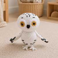 Snowy Owl Stuffed Animal | Crochet Owl Plush Toy | Woodland Nursery Decor | Baby Shower Gift