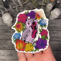 Floral Owl Skeleton Sticker | Owl Sticker | Owl Skull Sticker | Colorful Owl Sticker | Vinyl Decal |