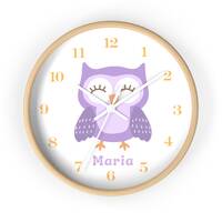 Personalized Owl Wall Clock for Kids Room Decor Custom Name Wall Clock Personalized Nursery Clock Ch