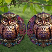 Owl 3D Metal Wind Spinner Sublimation Design Template, 3D Wind Spinner SVG, 10 inch Round Sublimatio