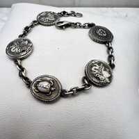 Ancient Greek Coin Bracelet – Athena Owl Medusa Helios Turtle Hercules Sterling Silver Charm B