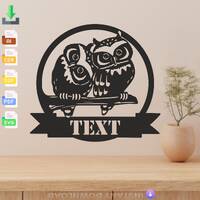Owl Monogram SVG DXF Files: Laser Cut CNC Template (Digital Download)