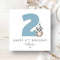 Personalised Owl Birthday Card, Custom Age Card