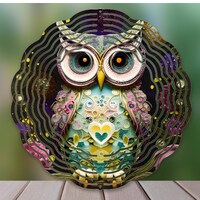 Owl Wind Spinner Sublimation Design, Gorgeous Owl Made Of Ornate Flowers WindSpinner PNG for Sublima