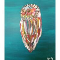 Owl on Teal Glossy Inkjet Fine Art Print by Wendy Jones