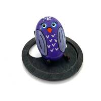 Hand Painted Rock - Purple Owl Art Rock - Painted Bird Rock - Owl Gift - Forest Animal Painted Pebbl