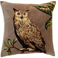 Long Eared Owl BELGIAN JACQUARD WOVEN Hand Finished Fauve Fine Arts Tapestry Cushion Pillow Cover wi