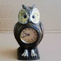 Vintage metal owl clock, painted iron (or other metal), working condition!!