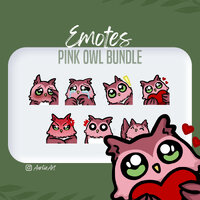 Pink Owl Emote Bundle | Cute Streaming Emotes for Twitch, YouTube, Discord (Digital Download)