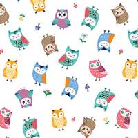 Fat Quarter - Happy Camper: Woodland Owls White Cotton Fabric