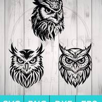 Owl Head SVG for Cricut Silhouette etc. SVG PNG Dxf Eps files included