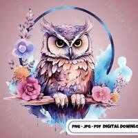 Floral Owl Clipart Pink Owl Png Flower Bird Clipart Owl Lover Png Animal Clipart Night Owl Clip Art 