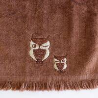 Vintage Brown Owl Hand Towel, Mid Century Kitchen Towel, 1960s Terry Cotton Bathroom Towel, Martex