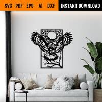 owl fullmoon wall art svg,dxf, EPS,AI and PDF files.plasma cut file,wall art dxf,laser cut files,Glo