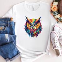 Colorful Owl Tshirt, Funny Animals Tshirt, Colorful Tshirt, Unisex Tshirt
