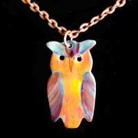 Owl pendant, Flame Painted Copper