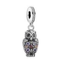 Elegant Owl Charms Fit Bracelets, 925 Sterling Silver, Bird Lover Gift, Owl Jewelry, Bird Keepsake C