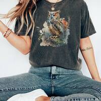 Forestcore Owl shirt, Cottagecore aesthetic shirt, Goblincore Cottagecore Fairycore clothing, Bird L