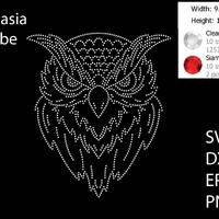 Owl Face Rhinestone template SVG | DXF |EPS| Cricut, Silhouette | (1342)