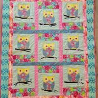 Tula Pink handmade custom baby quilt blanket Owls