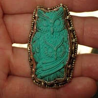 Owl carved Turquoise Ring  sz 8.5