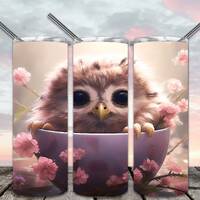 Baby Owl  Teacup Pet  20oz Skinny Tumbler Sublimation Designs for Straight/Tapered Tumbler PNG File 