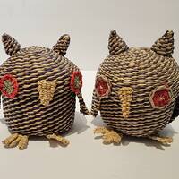 Owl Baskets Vintage Set of Two