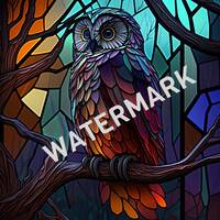 Stained Glass Design Majestic owl for tumbler sublimation, t-shirt design, wall art - PNG & SVG 
