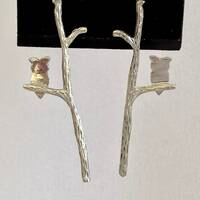 CFJ Owl in a Tree Sterling Silver Earrings Thailand