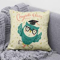 Kids Graduation Pillow, Little Owl Cushion, Personalized Graduation Gift for Daughter, Kindergarten 