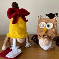 School Teacher/Pupil Owl Gnome and School Bell Gnome Handmade Gift