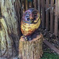 Barred Owl Garden Statue Yard Art & Home Decor, Chainsaw Art Carved Barred Owl Statue for Outdoo