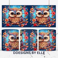 Owl and Flower Mug, Owl Flower Mug, Animal Mug Design, Owl Floral Mug PNG, 11oz and 15oz Mug Sublima