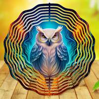 Wind Spinner Sublimation - 3D Celestial Owl - Wind Spinner Design - 10 Inch - PNG Download