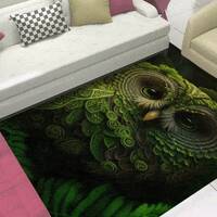 Green Color Owl Rugs, Modern Rug, Owl Rug, Animal Rugs, Entryway Rug, Round Rug, Personalized Gifts,