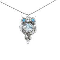 Sterling Silver Owl Necklace: Roman Glass & Mosaic Opal Pendant