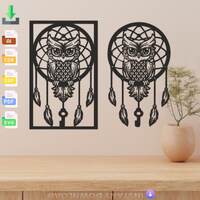 Owl Wall Art: Laser Cut Design SVG DXF (Digital Download)