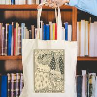 Vintage Eagle and Owl Illustration Cottagecore Goblinecore Art Print Tote Bag Story Book Fairytale C